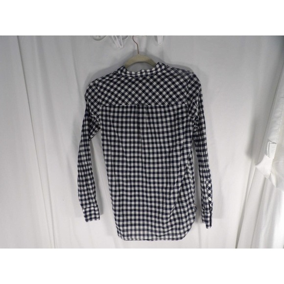 J Crew Boy Womens Black White Check Long Sleeve Collared Button-Up Shirt Size 2 - Picture 2 of 6